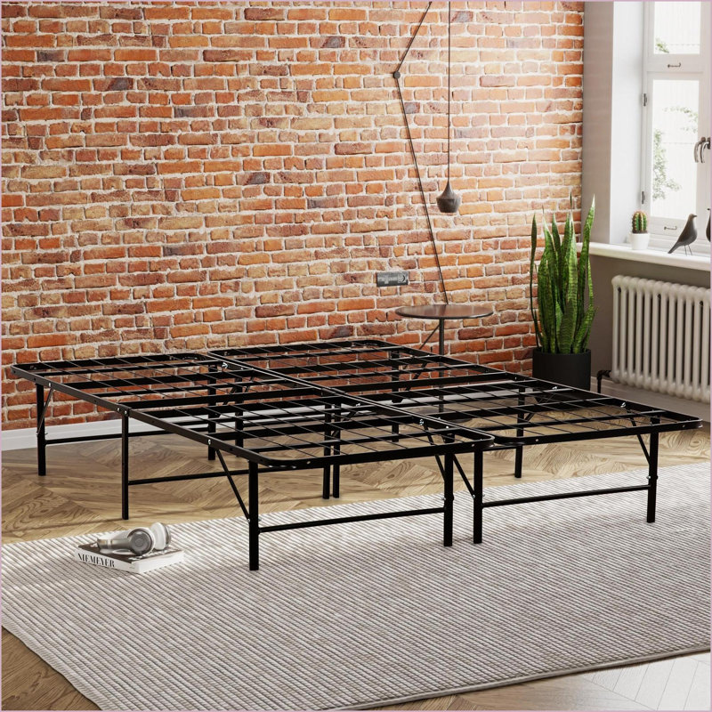 Queen Size Metal Platform Bed Frame - No Box Spring Needed, Black Bedroom Furniture, Queen