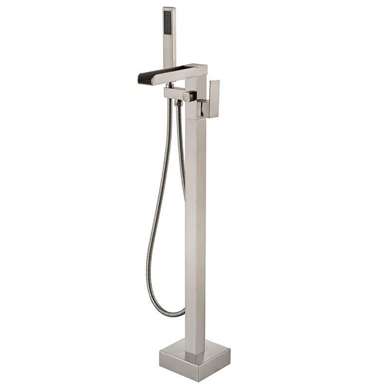 1 Handle Floor Freestanding Tub Filler with Diverter, Brushed Nickel