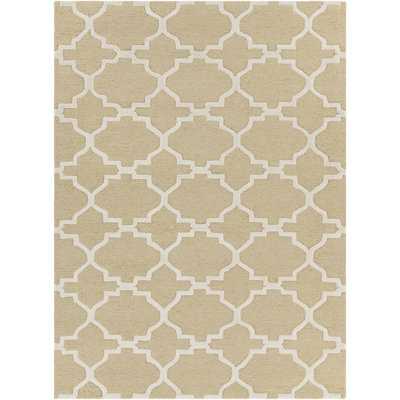 Fort Collins Authentic Hand-Tufted Handmade Yellow & Cream Moroccan Trellis Wool Area Rug
