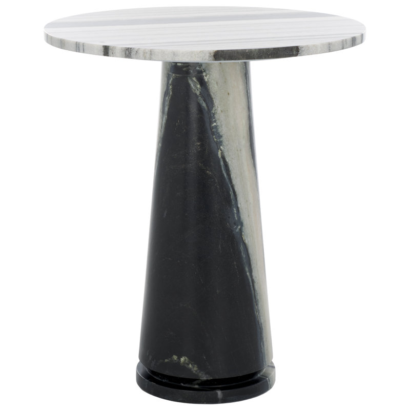 Table de bout en marbre Daktari, Blanc/Noir