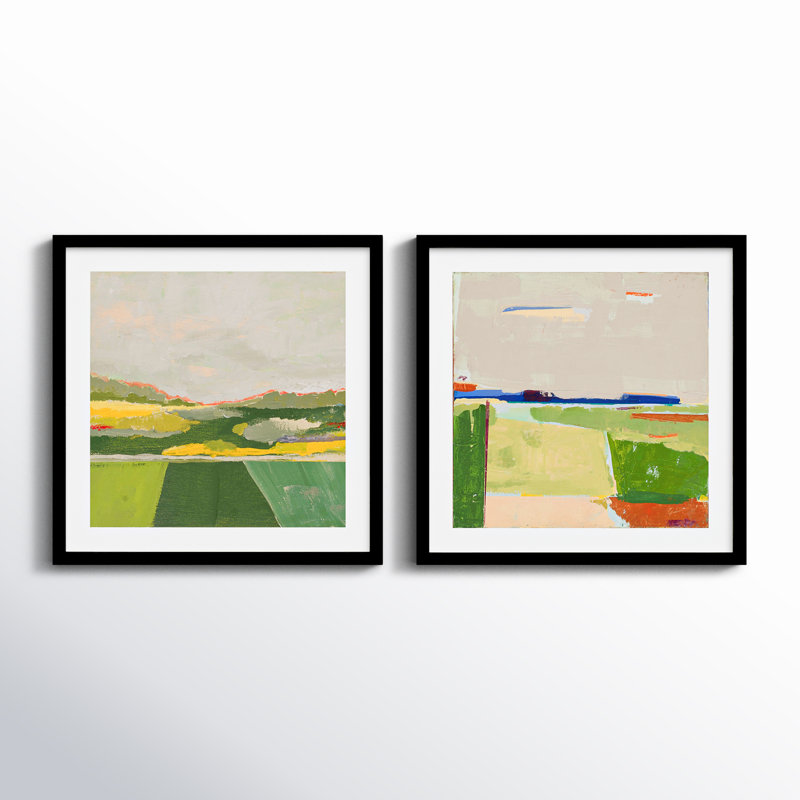 The Berkshires 1 & 2 Print by Andrea Stokes, 16" H x 32" W x 1.25" D, Black Framed Paper