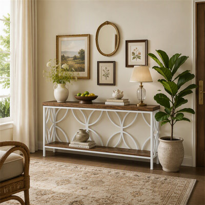 Console à deux niveaux, table basse industrielle de 180 cm (70,9 po) à placer derrière le canapé