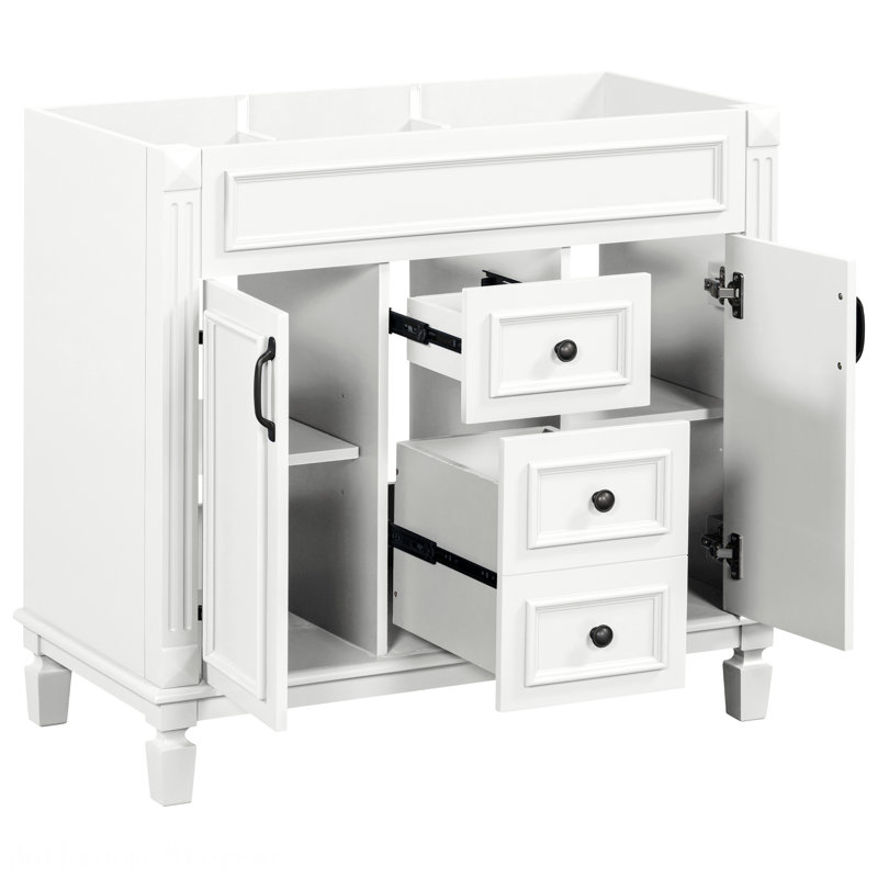 Armoire de rangement de style moderne avec 2 portes à fermeture douce et 2 tiroirs, Blanc