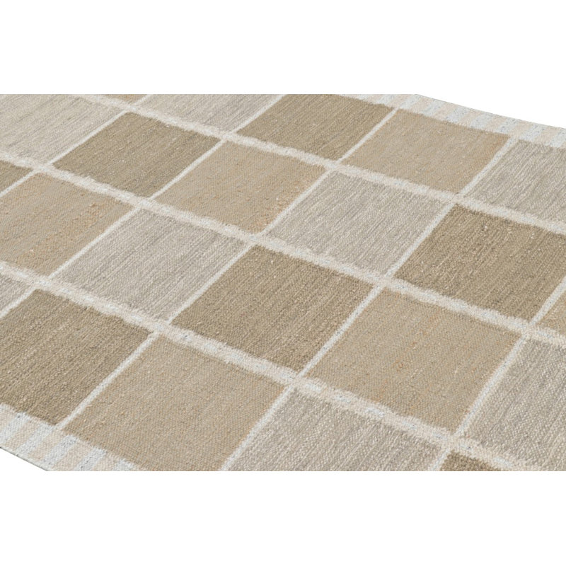 Rug & Kilim’S Scandinavian Rug With Beige-Brown Geometric Patterns, Rectangle 10' x 14'