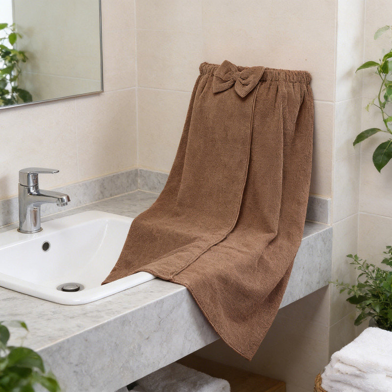 Bath Towel Robe for Women Spa Bath Robe,Lightweight Absorbent,Wearable Bath Wrap, Brown