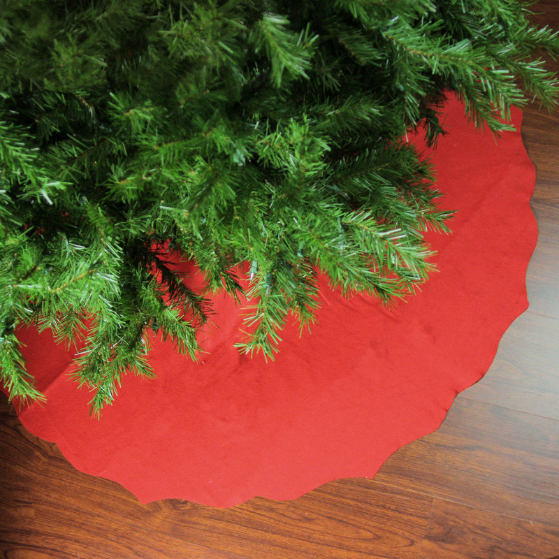 Jupe d'arbre de Noël festonné, l 48 po, Rouge