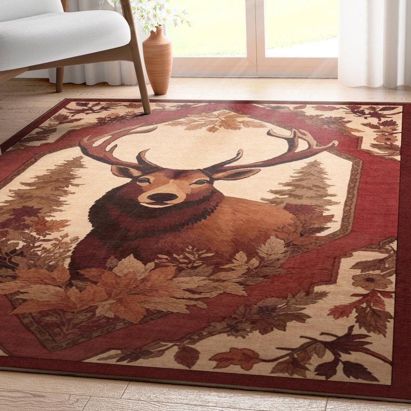 Tapis imprimé chevreuil Kehr, Rectangle 9 pi 10 po x 13 pi