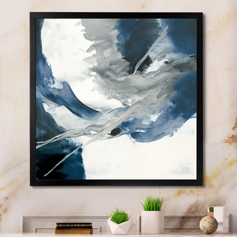 «Feeling Honolulu Blue X - Abstract», encre liquide, Impression noire sur toile encadrée, L 24 po x H 24 po