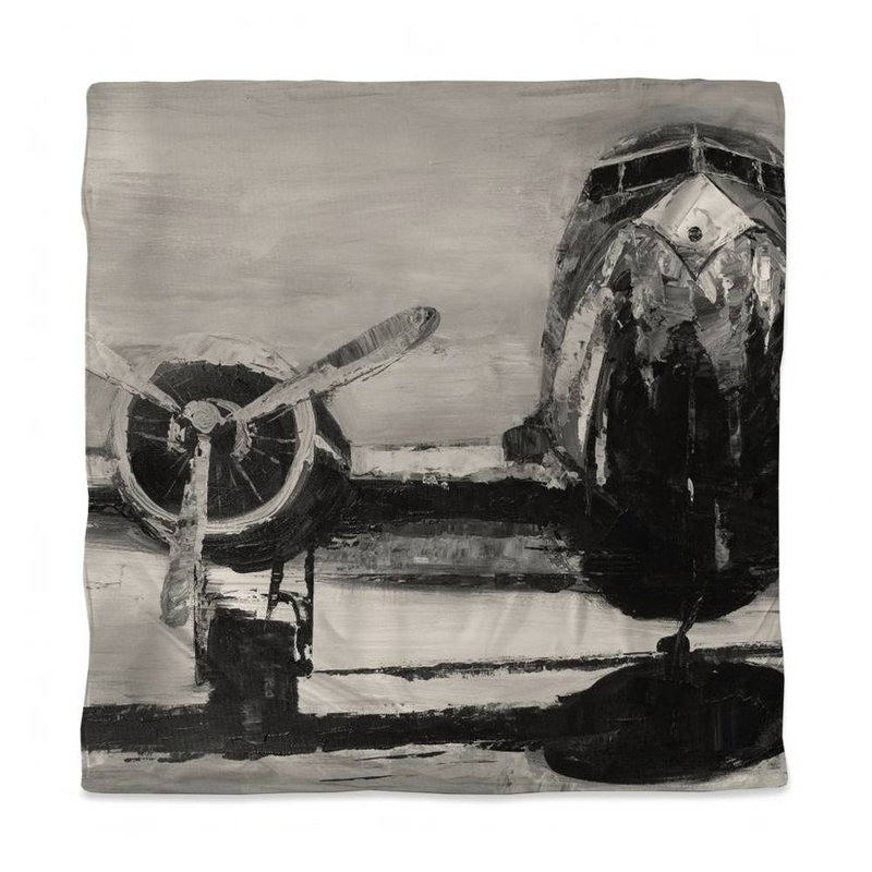 White Industrial Sepia Airplane Duvet Cover - Bedroom Decor