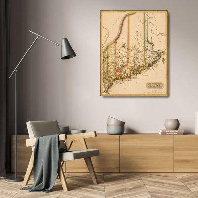 Art sur toile tendue Lark Manor ™, Cartes rétro, Maine 1817 61962