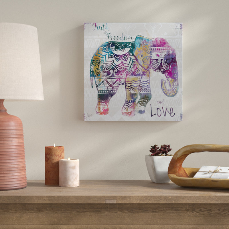 " Boho Elephant ", 16" H X 16" W x 1.5" D