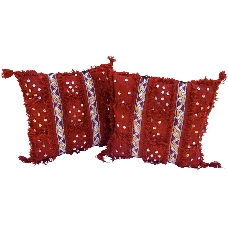 Square Pillow Cover & Insert, Maroon/Orange/Red