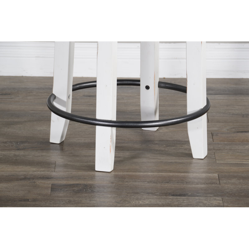 Schneck Swivel Upholstered Counter Stool with Solid Wood Frame, Counter Stool (24” Seat Height), European Cottage