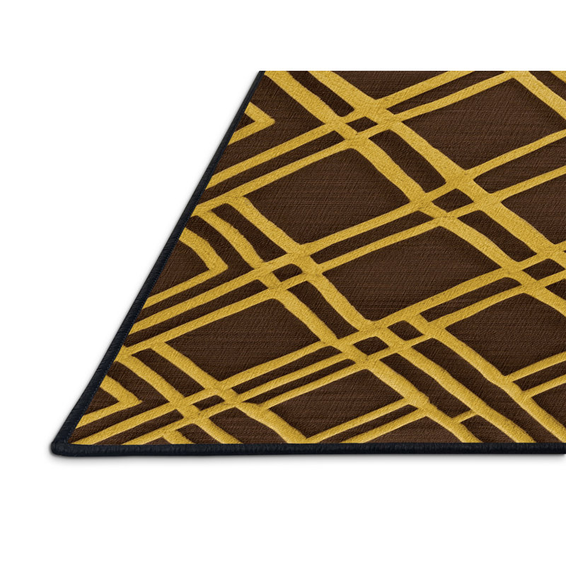 Tapis brun treillis lavable à la machine, Rectangulaire 2 pi x 3 pi
