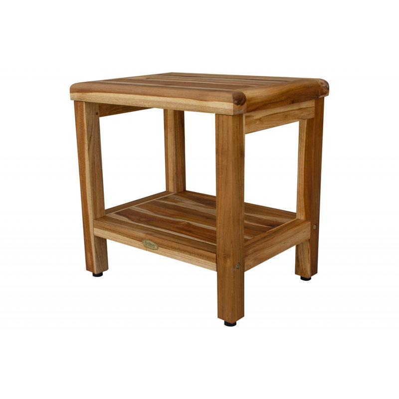 Ripley 12'' W Teak Shower Bench, Brown, 18" H x 18" W x 14" D