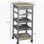 Chariot d'îlot de cuisine mobile avec tiroir inférieur et panier de rangement coulissant en fil métallique, gris