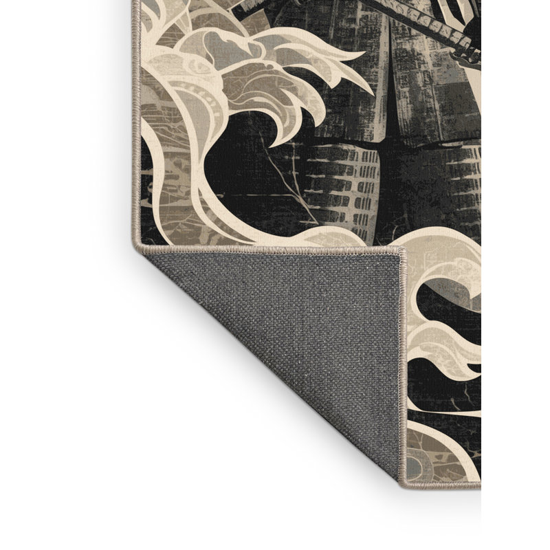 Soft Plush Duppstadt Shogun Warrior Posh & Luxe Marble Area Rug in Beige – Beige Binding, 2x3