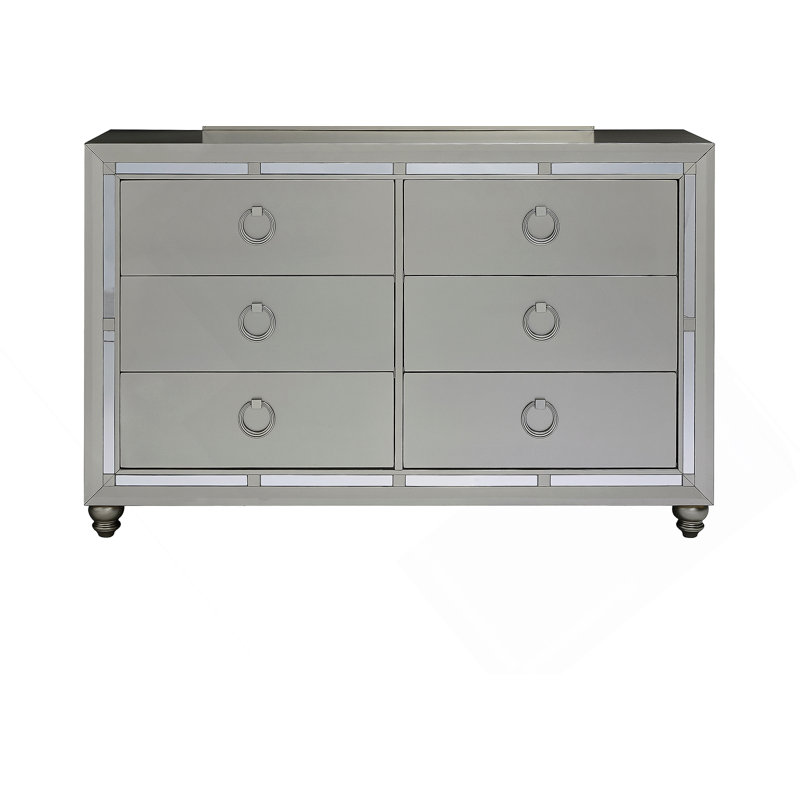 Commode horizontale en bois manufacturé avec 6 tiroirs