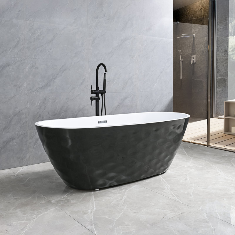 Baignoire de trempage autoportante en forme de Wavy de L 67 po x P 29,53 po x H 23,62 po Corvino