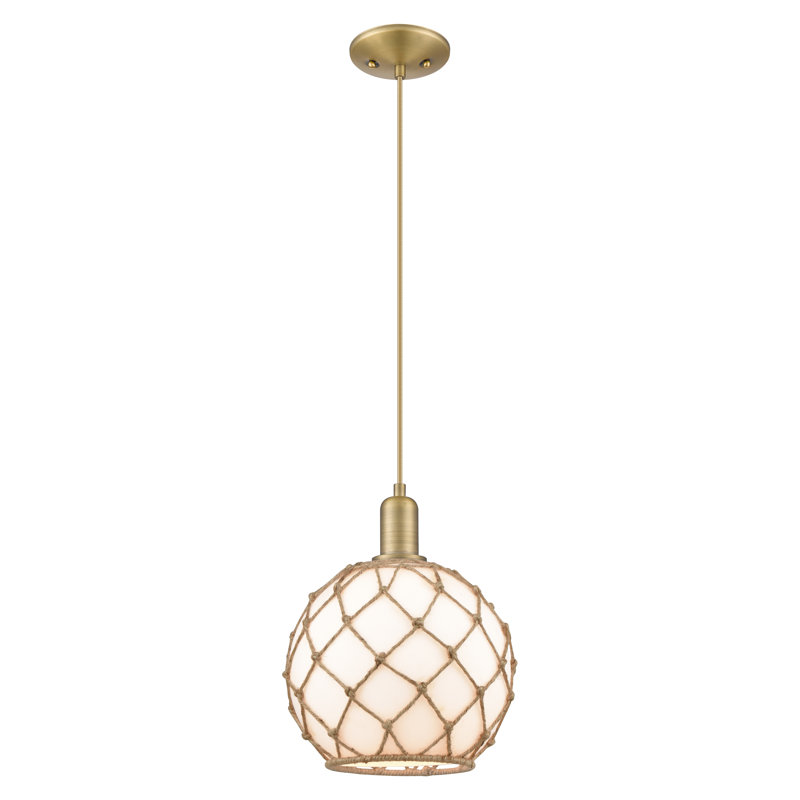 Arcadia - Ametra - Mini-luminaire suspendu à cordon 1 lumière 10 po, H 12,83 po x l 10 po x P 10 po, Laiton brossé
