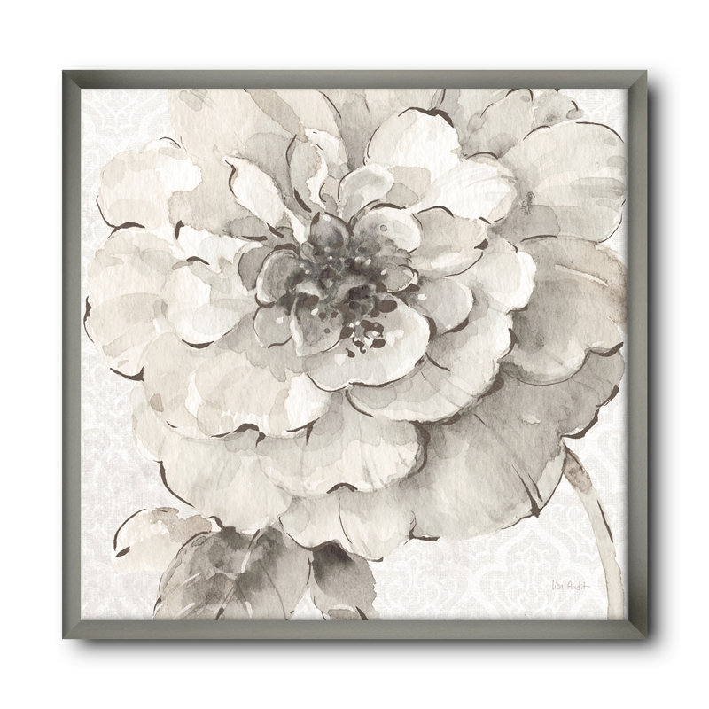 « indigold gris pivoines i »-image image sur toile, H 30 po x l 30 po x P 1 po, Cadre argenté