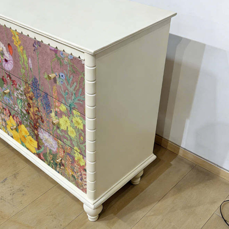 Commode d'entrée Mid-Century en bois massif, Blanc