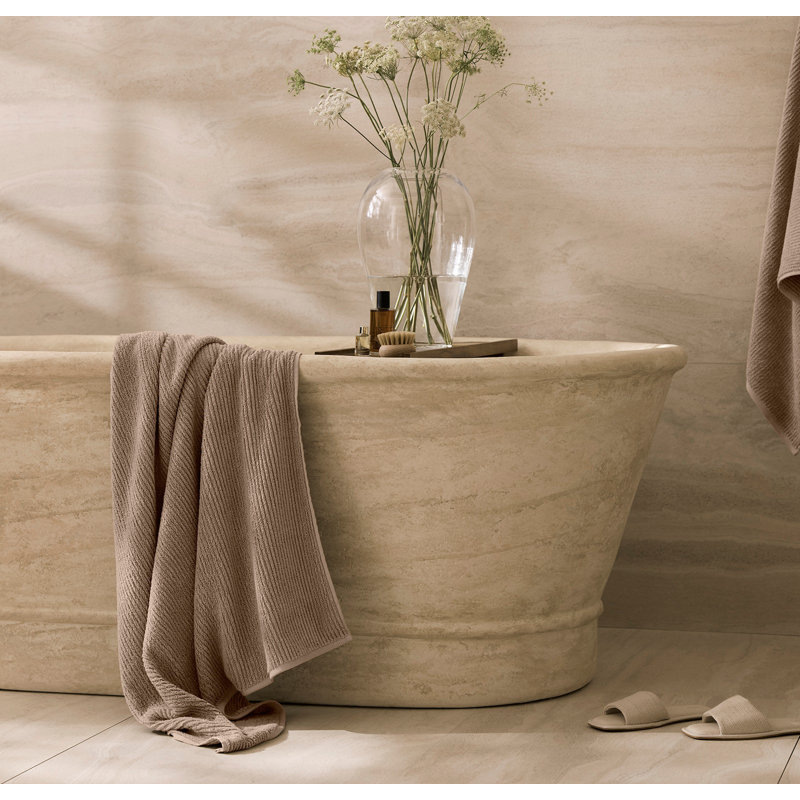 Turkish Ribbed Ribbed Bath Towel, Walnut
