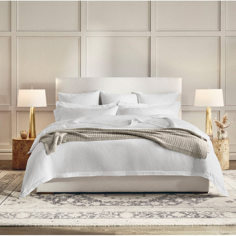 Percale Hemmed Duvet Set, King Duvet Cover + 2 King Shams, White