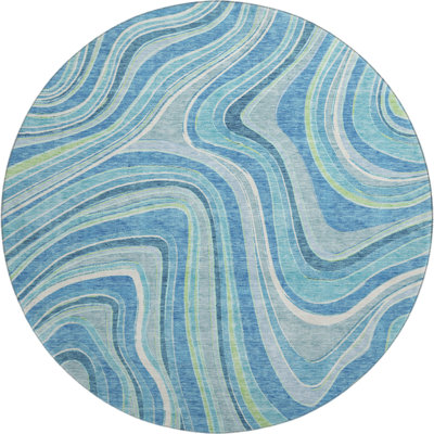 Premium Machine Washable Prisco Blue Rug