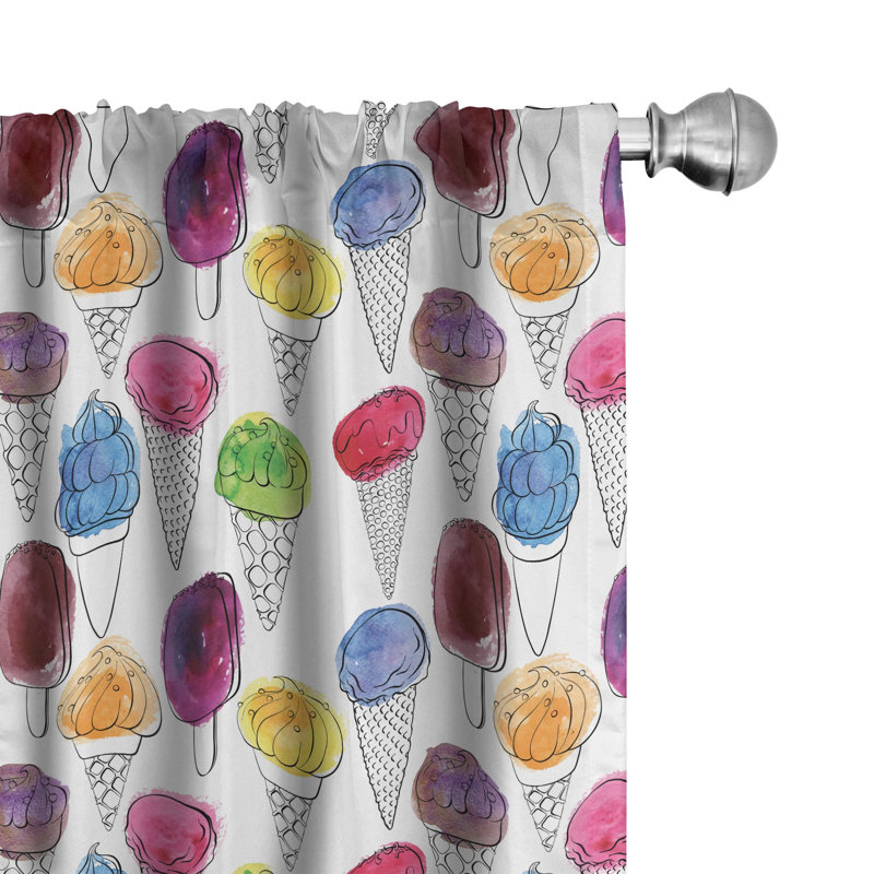 Ice Cream Semi-Sheer Rod Pocket Curtain Panels, 28" x 84"