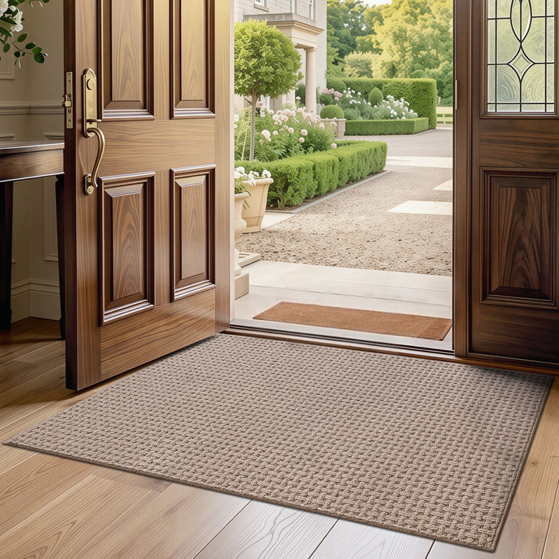 Paillasson intérieur antidérapant lavable, Dark Beige, 24"Wx36"L