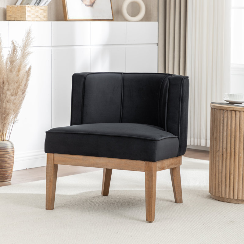 Fauteuil demi-tonneau Karoll, Velours noir, 1