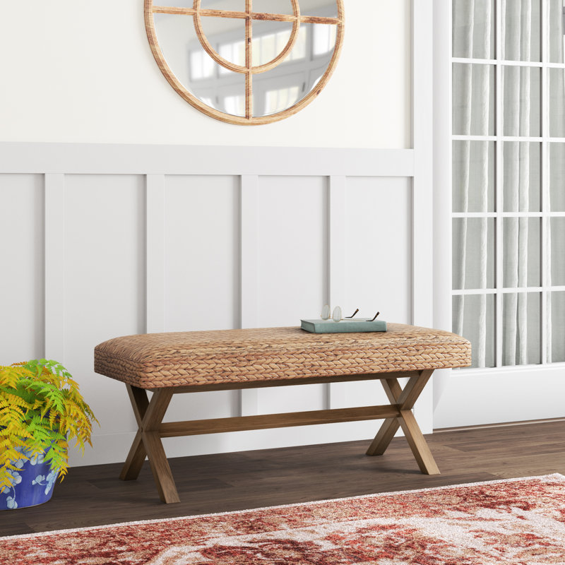 Seadrift Brown Hand-woven Water Hyacinth Accent Bench