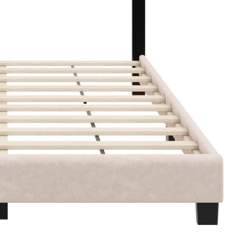 Lit à panneau tapissier Kesean, Beige, Double