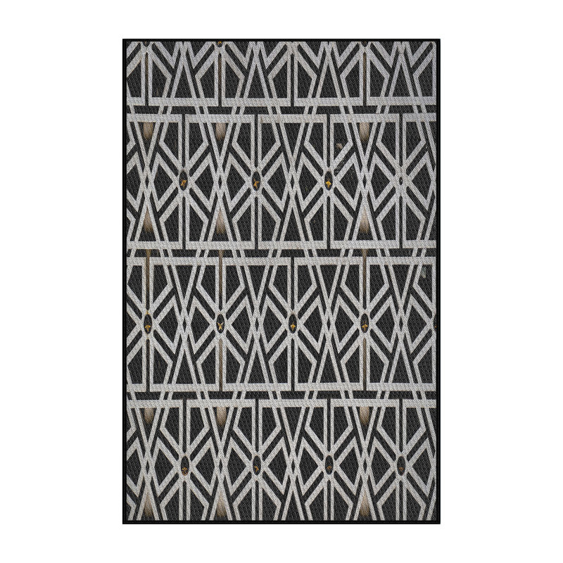 Tapis géométrique noir / gris, Rectangle 5 pi x 8 pi