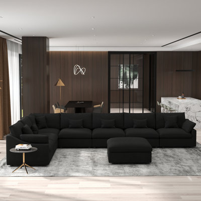 Canapé modulaire en U avec repose-pieds mobile