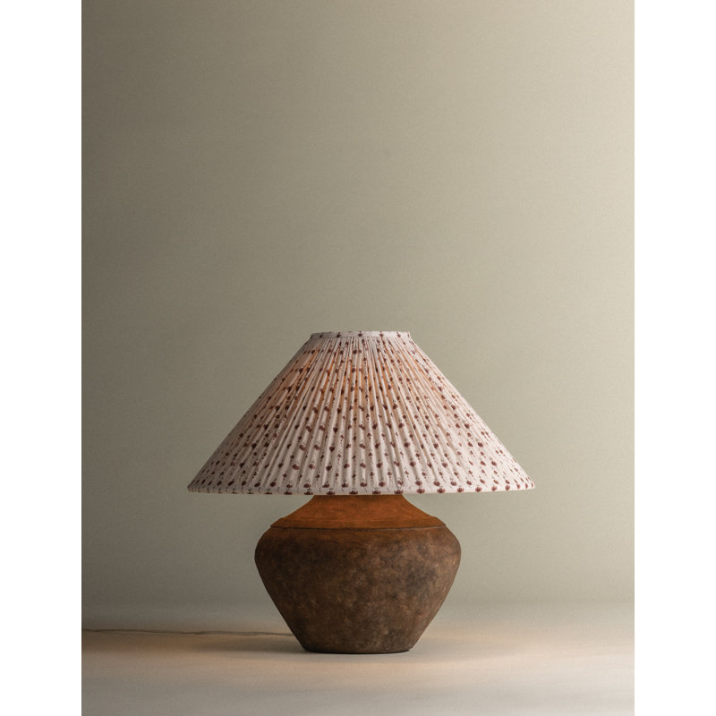 Calabria Table Lamp With Bloom Slate Shade, Primrose Red Shade
