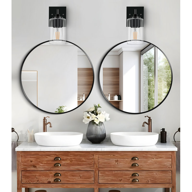 Luminaires de salle de bain: lampe de salle de bain 1 lumière au-dessus du miroir avec abat-jour en verre transparent, lampe murale pour miroir (ensemble de 2)