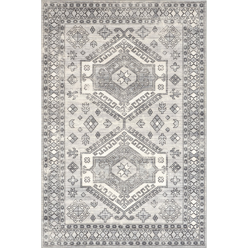 Tapis lavable en machine à motif tribal Mae SpinClean, Rectangle de 5 pi x 8 pi