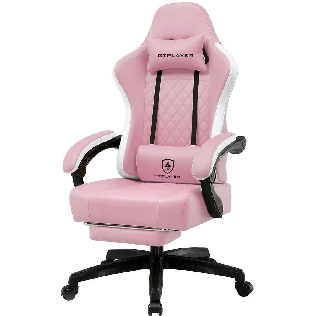 B&Q - Gaming Chair With FootrestErgonomic Computer Desk Chair Home Office ChairPu LeatherPink - Image 2