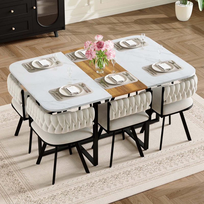 Ensemble de table de salle à manger 7PCS, White