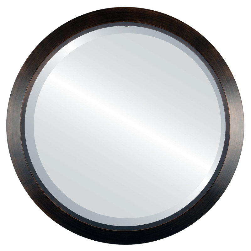 Miroir d’appoint ronde encadrée Arlow, Bronze huilé, 16 po x 1 po