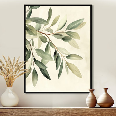 Soft Eucalyptus Olive Branch IV - Green Greenery Wall Art