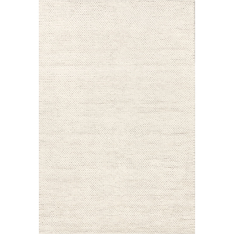 Dunanney Hand Braided Ivory Area Rug, Rectangle 5' x 8'