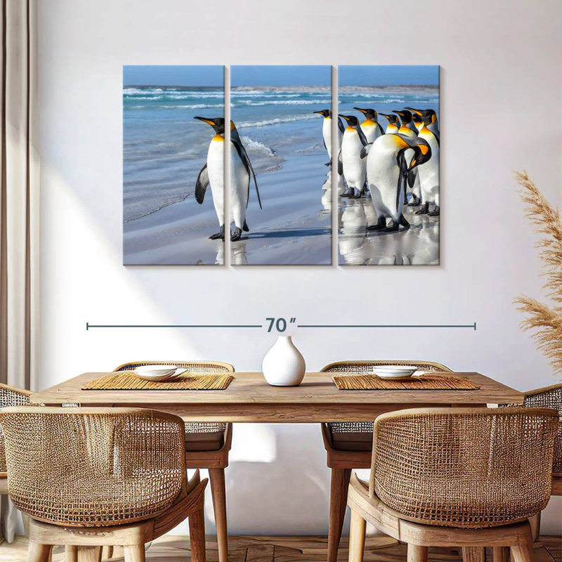 Brampt Penguins In The Beach, 36" H x 57" W