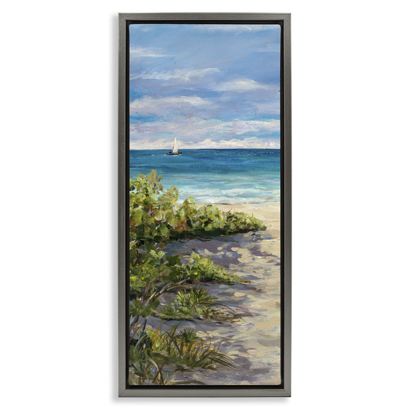 Grassy Beach Shore, Cadre flottant gris lustré, H 31 po x l 15 po