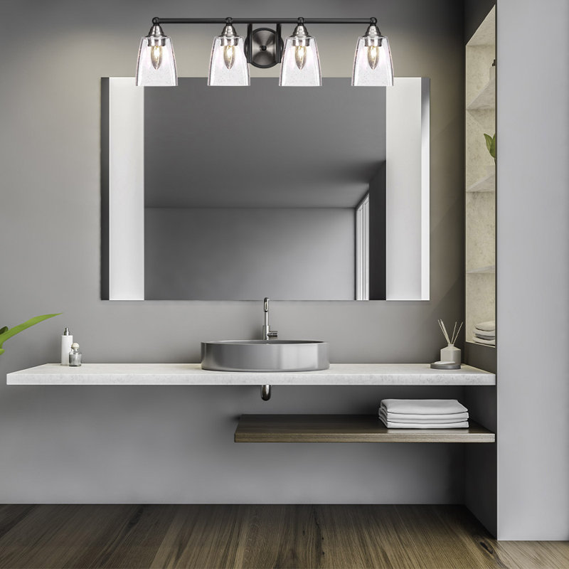 Michell 4-Light Bath Bar, Matte Black/Brushed Nickel