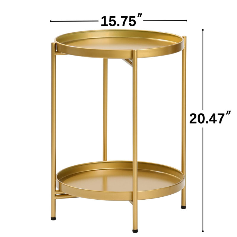 Table de bout ronde à 2 niveaux, Doré
