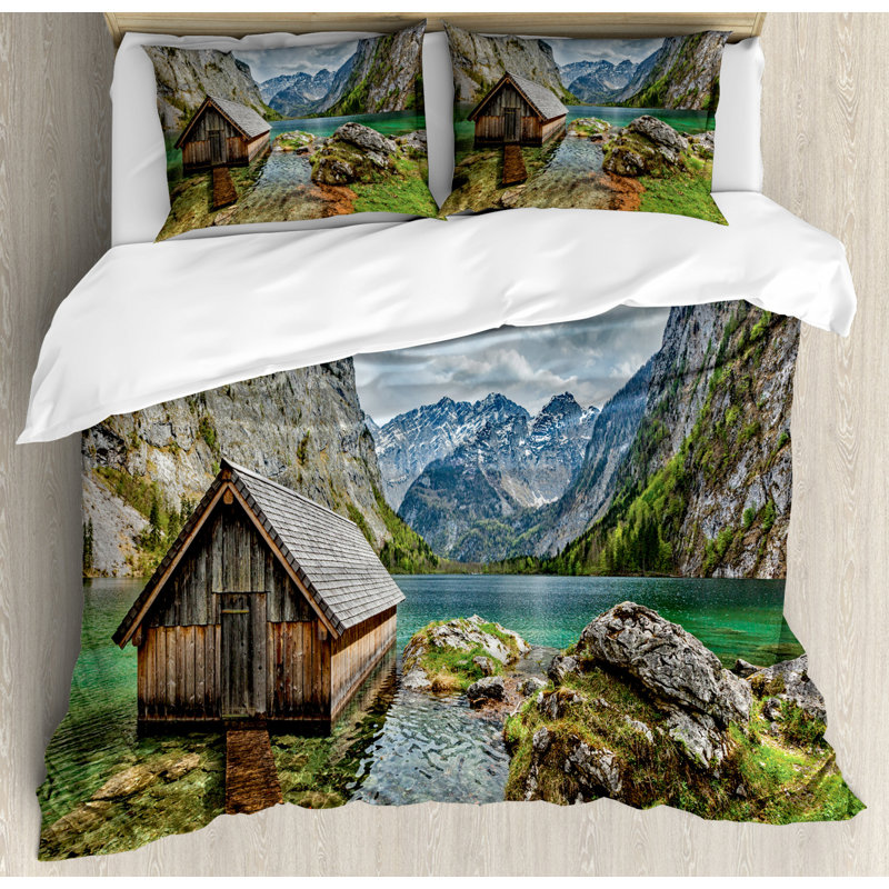 Rustic Polyester Duvet Cover, King Duvet Cover + 2 Shams