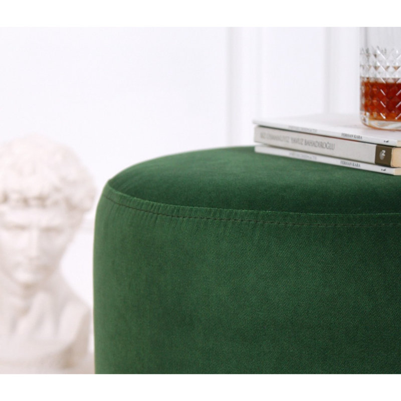 Pouf luxueux en velours vert foncé de 17,7 po x 15,7 po | 100% velours, 35 éponges orthopédiques, hauteur 6,0 po | Pieds en bois robustes, pouvant supporter jusqu'à 352 lb | Idéal pour les décors bohémiens et glamour, polyvalent et élégant